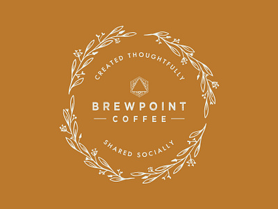 Brewpoint Coffee Stamp - Floral botanical branding coffee coffee shop delicate design digital digital illustration drawing floral flowers gold illustration leafy logo minimal stamp typography