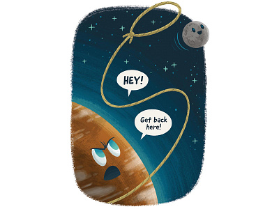 Escaping Moon children cosmos illustration kidlit kidlitart kids planet planets science space stars