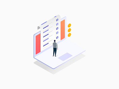 Illustration for Media.net - Onboarding ads advertising cash coins concept dashboard design form graphic illustration illustrations infographic isometric laptop money onboard onboarding service ui vector