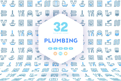 Plumbing - 32 Premium icons icon icon design icon set icons icons design icons pack icons set iconset illustration logo plumbing sign thin line