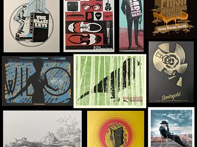 Variety of poster art asheville design illustration music art poster poster art typography