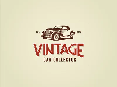 vintage car collector art automotive car classic collector illustration logo logo mark red vintage
