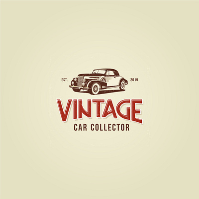 vintage car collector art automotive car classic collector illustration logo logo mark red vintage