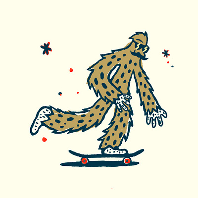 Skate Wookiee creature design hand drawn illustration monster skateboard skateboarding texture wookiee