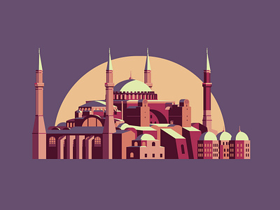 Hagia Sophia building flat graphic hagia sophia illustration istanbul turkey vector