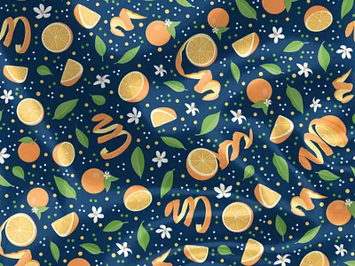 Valencia Oranges children children pattern cute fabric fabric design fabric pattern floral illustration kid kids navy orange pattern pattern design print surface pattern surface pattern design textile textile print vector flowers