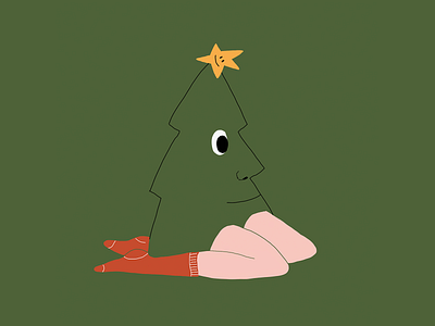 Christmas Tree cartoon character christmas eye green holiday illustration leah schmidt leahschm leahschmidt leg legs person plant smile socks star tree