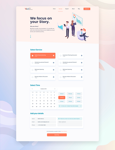 Booking Accounting Service Page design ui user experience design user inteface ux web design