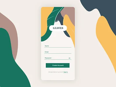 Sign Up - 001 dailyui dailyui 001 leaves signup ui