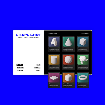 Shape Shop - e-commerce blender branding design ui website