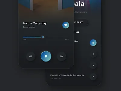 Nuemorphism Music Player Close Up app app design dark mode design mobile app mobile app design mobile ui nuemorphism product design skeuomorphism ui