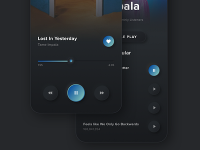 Nuemorphism Music Player Close Up app app design dark mode design mobile app mobile app design mobile ui nuemorphism product design skeuomorphism ui