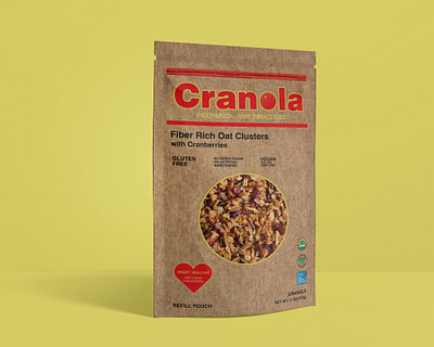 Cranola package design adobe illustrator adobe photoshop brand design branding cranberry granola graphic design logo package design package mockup recycled paper typography