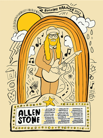 Allen Stone Merch - Tour Poster allen stone illustration musician poster poster art poster design tour poster