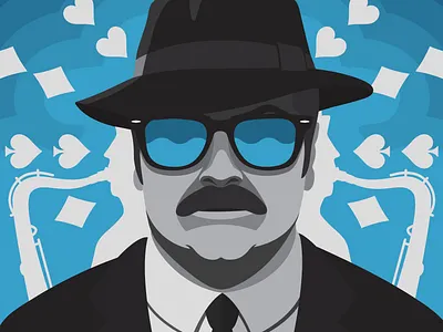 Duke Silver blue casale graphic design cool digital illustration illustration jazz nick casale nick offerman pandr parks and rec parks and recreation pawnee rayban ron swanson saxophone sunglasses