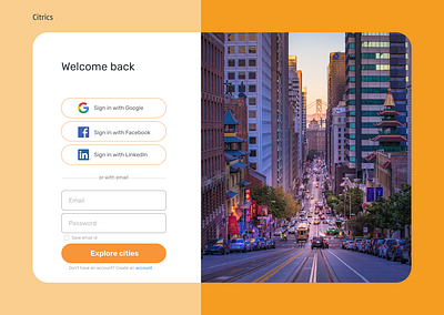 Sign Up/Sign In Illustration vs Photography cities email facebook google illustration linkedin login login page sign in sign up signin signup ui design