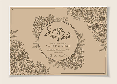 Wedding Invitation Card Floral Sketch card day design drawing engagement family floral flower illustration invitation love married paper plant save the date sketch template valentine wedding