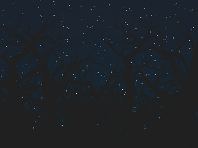 Night Trees black blue dark navy night silhouette sky star stars tree trees white