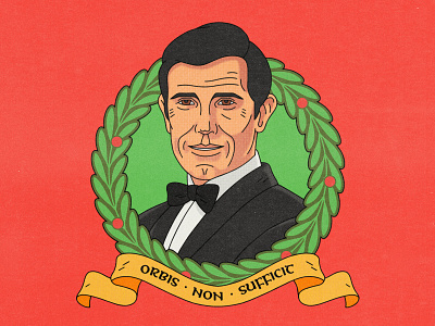 On Her Majesty's Secret Service Anniversary Wreath 007 bond christmas editorial editorial illustration fanart george lazenby illustration james bond key art ohmss on her majestys secret service pop art spot illustration wreath