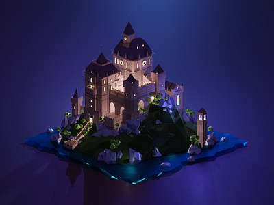 Island Palace 3d b3d blender building isometric lowpoly