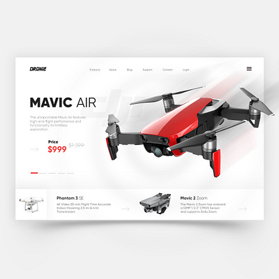 DRONIE - UX/UI design clear concept design drone drones fly mavic michaelrybchenko michaelrybchenko red ui ux website