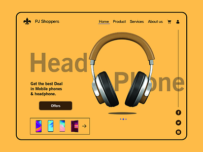 Mobile phone & accessories web design creative design creative ui creative web design designing headphones mobile accessories mobile web page phone phone ui web design web page template
