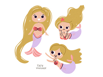 Mermaid character adobe illustrator blond character children book illustration childrens illustration cute doodle fine arts illustration illustrator kids art kids illustration mermaid picture book postcard taty vovchek underwater vector