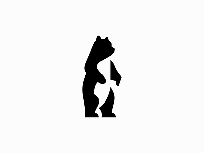 Standing Bear Logo animal bear branding design geometric grizzly hibernation hunting icon identity illustration logo mark modern negative space premium simple symbol vector zoo