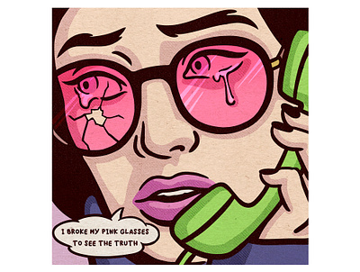 Pink glasses girl girl illustration illustration pink glasses pop art retro illustration vintage inspired