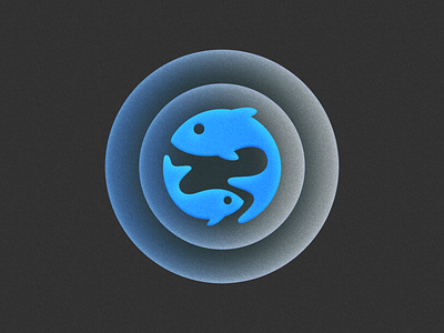 Pisces! app blue brand branding figma fish glow grain grainy icon illustration logo logo design marine mark noise pisces sea symbol texture