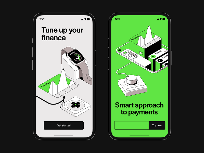 Connect & Play illustrations 3d banking design device finance illustration interface isometric line ui