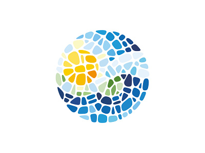 Travel Mosaic 📌 Logo was Sold adventure beach ceramic circle hostel hotel logo mosaic ocean relaxation round sea stained glass sun tour tourism travel vacation wave