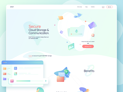 Cloud storage, Landing page design interface landing page site ui ui design user user interface web