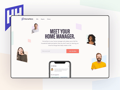 HomeHero Landing Page animation beta brand design css animation email capture hero image hero section homehero homepage landing page landing page design landing page ui