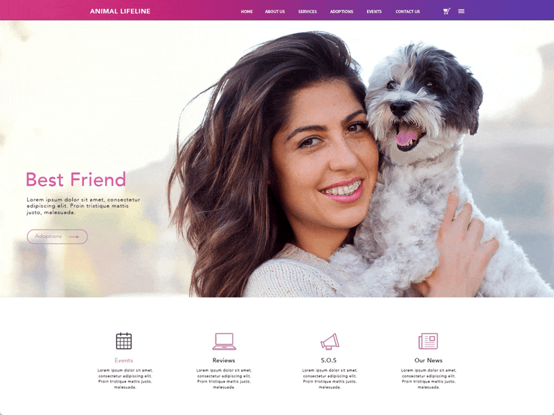 animal lifeline preview animal animated animatedgif app branding dog prototype shelter ui uidesign web website website design