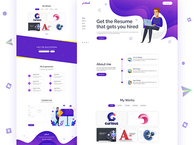 Personal Resume & Portfolio Website Design clean color design illustration landingpage minimal portfolio responsive resume resume design resume template template ui ux website