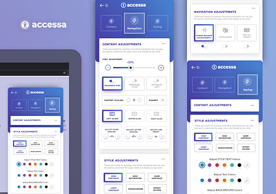 Accessibility Plugin Widget Mockup - accessa accessibility colors disability disabled gradient inclusion plugin purple tool web tool widget