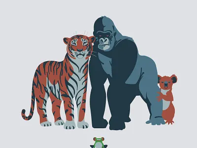Defenders animal animals art design digitalart digitalillustration drawing frog gorilla graphicdesign illustration illustrator koala monkey nature tiger vector vectorart wildlife wwf
