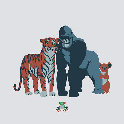 Defenders animal animals art design digitalart digitalillustration drawing frog gorilla graphicdesign illustration illustrator koala monkey nature tiger vector vectorart wildlife wwf