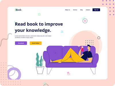 Book Reading Header Concept! 2k20 affinity designer agency book bookheader branding charecter creative header design header exploration header illustration illustraion trading typography ui uiux ux web webdesig