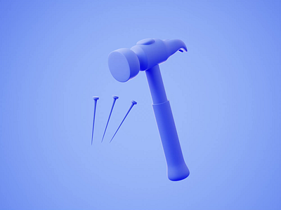Hammer In 3d 3d animation animated animation blender blender3d construction hammer icon icon animation icon design illustration nail
