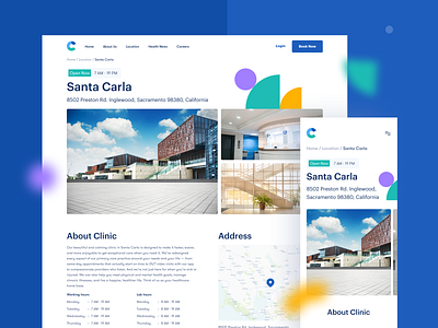 Clinically - Clinic Detail & Schedule Page address app clinic clinic details design doctor health healthcare hospital location medical minimal mobile modern patient responsive service ui ux website