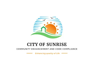 Logo Concept for a Government Agency birds blue circular city dailylogochallenge green home house hut logochallenge minimal nature orange rays scenery simple sky sun sunrise