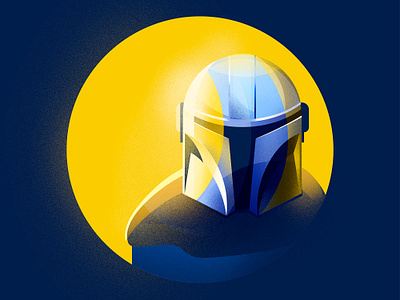 Mando art blue character design disney flat geek gradient illustration mandalorian minimal sci fi star wars starwars vector yellow