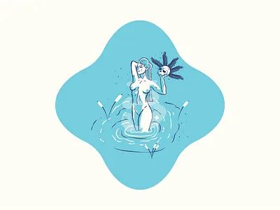 💀Femme Fatale 3/3 2020 badge blue illustration jacksonville mythology nymph series sirens skull vector water woman