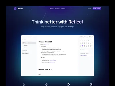 ✨ Think better with Reflect branding design icons illustration interface landing page ui user experience user interface ux web design website design