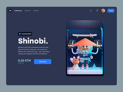 Shinobi x Foxieeee 3d 3d ui animation c4d character clean cute fox illustration isometric minimal nft redshift render shinobi ui ui design ux ux design web design