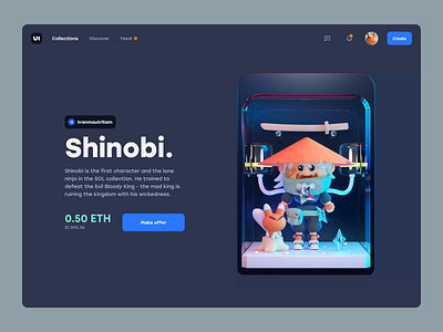 Shinobi x Foxieeee 3d 3d ui animation c4d character clean cute fox illustration isometric minimal nft redshift render shinobi ui ui design ux ux design web design