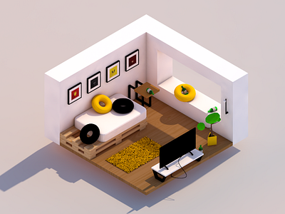 A low poly Brazilian apartment 3d 3d art 3d artist apartment brazil cinema4d diorama illustration isometric livingroom lowpoly lowpolyart render