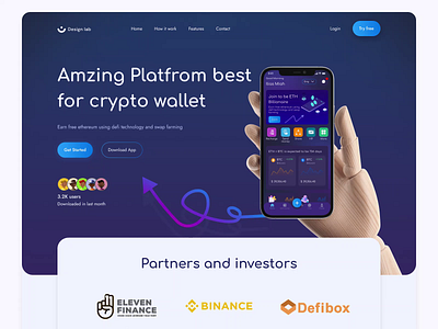 Crypto Wallet app landing page animation app landing page bitcoin blockchain crypto landing page cryptocurrency design home page ilias interaction design product product design transaction trending ui ui design ux wallet web design website